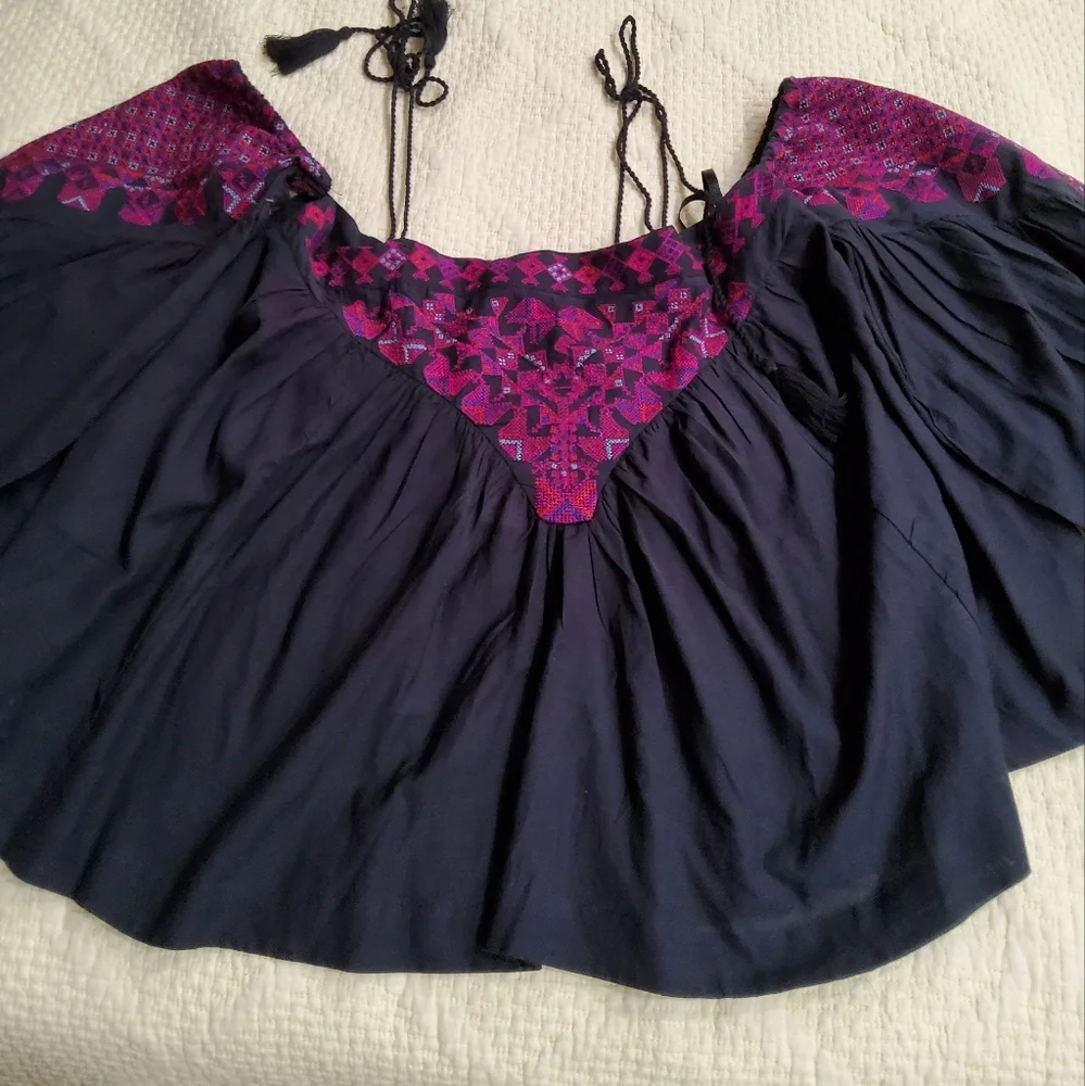 Free People Vacay Vibin Cold Shoulder Top Blouse Size S